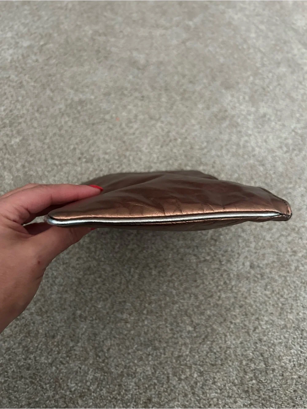 VTG bronze leather metallic handbag clutch